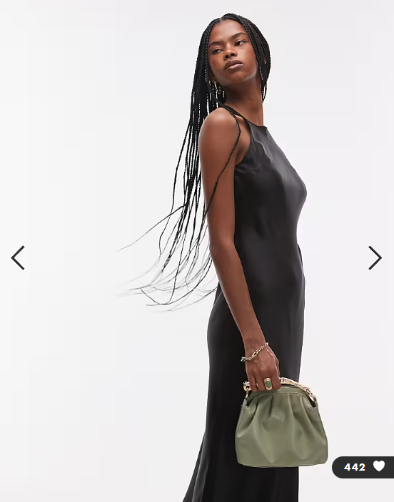 & Other Stories bias cut satin midi dress in black