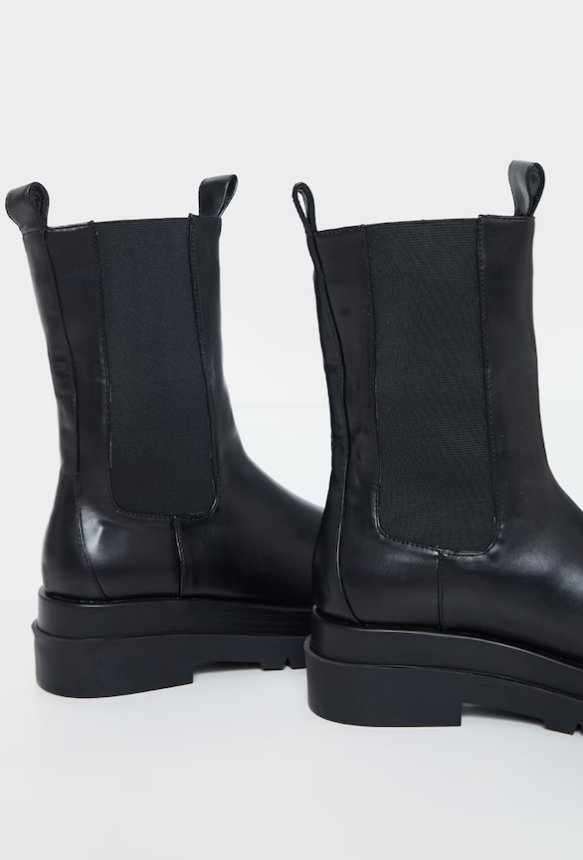 Black Calf High Chunky Chelsea Boot