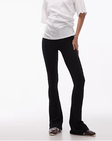 ASOS DESIGN seamless ribbed flare legging in black