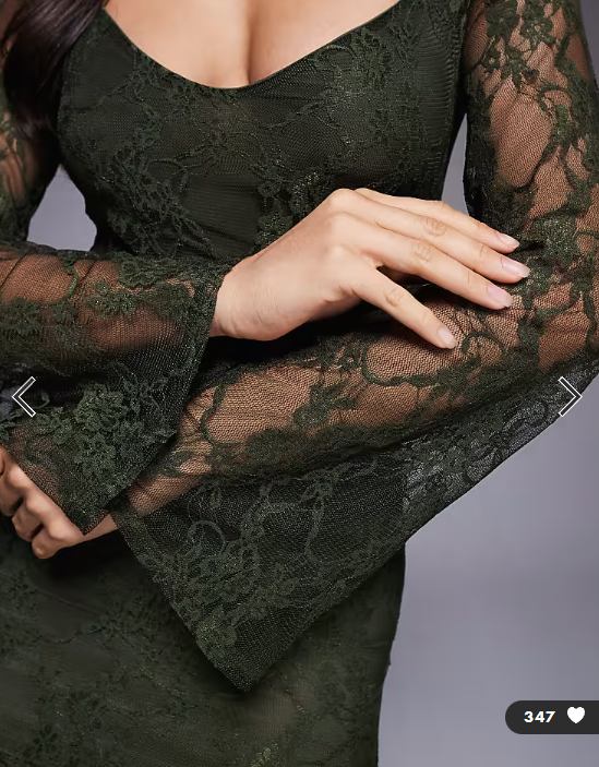 ASOS DESIGN lace long sleeve dropped waist maxi dress in green