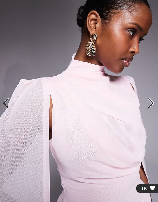Ruched & Ready sculpting mesh off shoulder wide sleeve twist skirt detail mini dress in baby pink