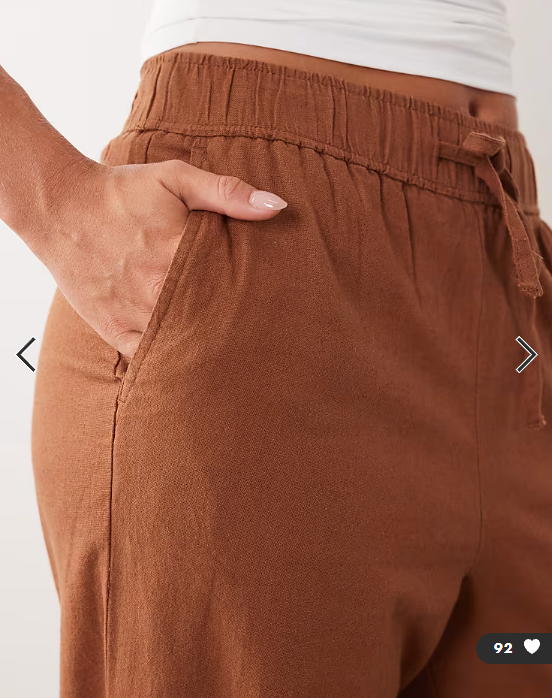 New Look Petite linen blend wide leg trousers in rust