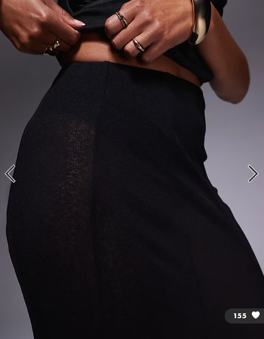 ASOS DESIGN godet semi sheer maxi skirt in black
