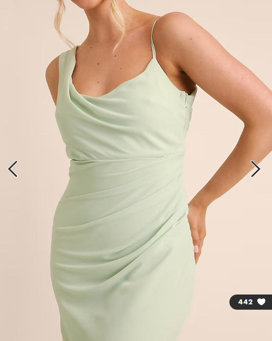 Six Stories Bridesmaid crepe asymmetric cowl neck maxi dress in mint green