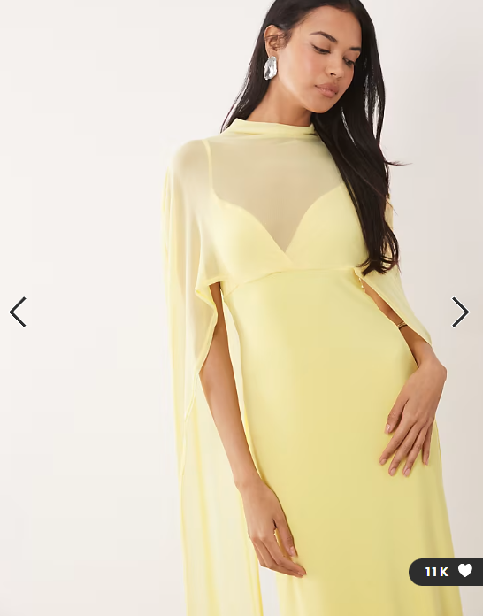 ASOS DESIGN exaggerated cape maxi dress in lemon