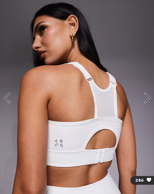 4505 high support sports bra with adjustable straps and removeable padding in white