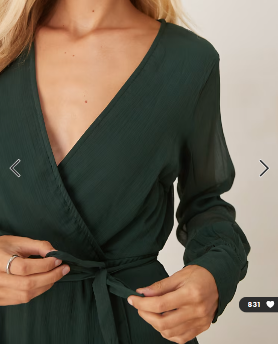 Vila - longsleeve v neck midi dress in dark green