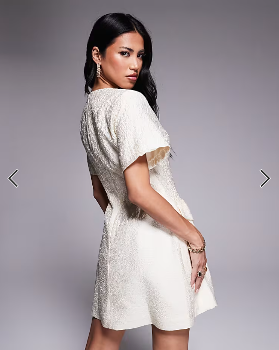 ASOS LUXE jacquard sculpted mini dress with embellished buttons in floral