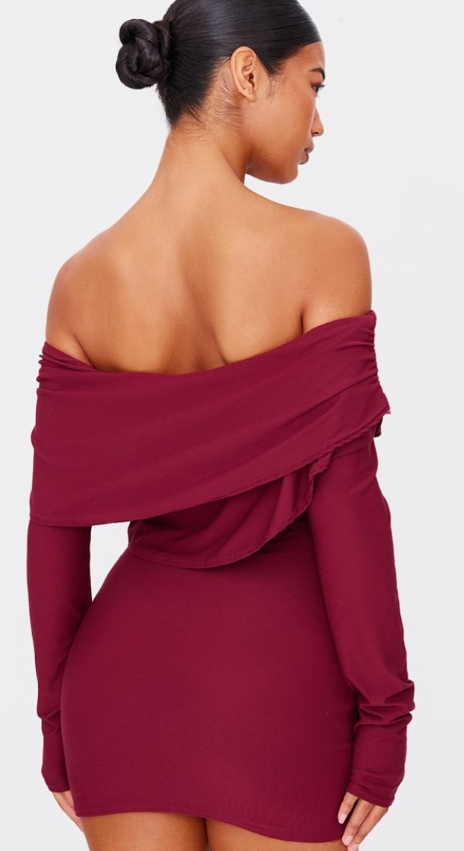 Plt - Burgundy Soft Touch Long Sleeve Mini Dress