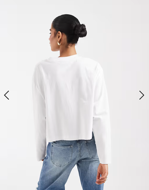 ASOS DESIGN long sleeve boxy cropped t-shirt in white