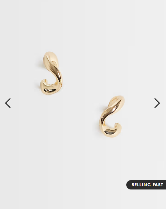 ASOS DESIGN small hoops with twisted design in gold tone