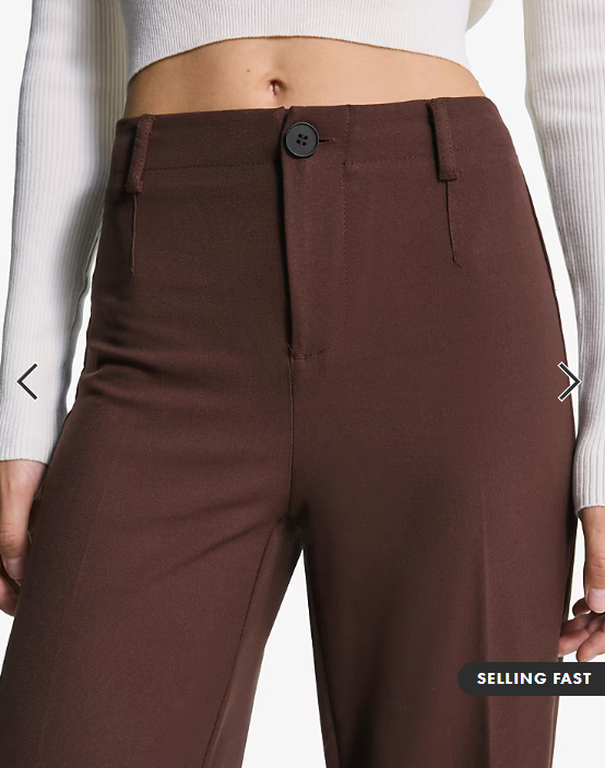 Bershka Wide-leg tailoring trousers in brown