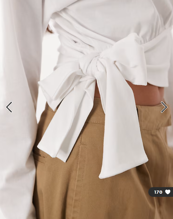 ASOS DESIGN long sleeve with drape top in white