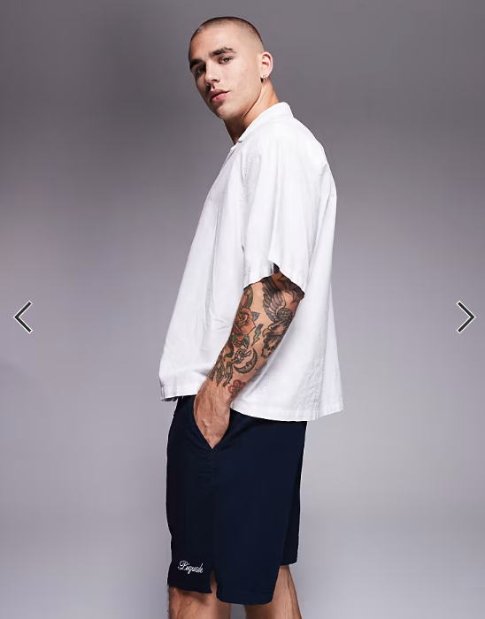River Island seersucker shorts in navy
