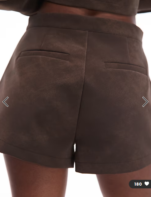 ASOS DESIGN mix & match textured leather look micro shorts with seam detailing in chocolate