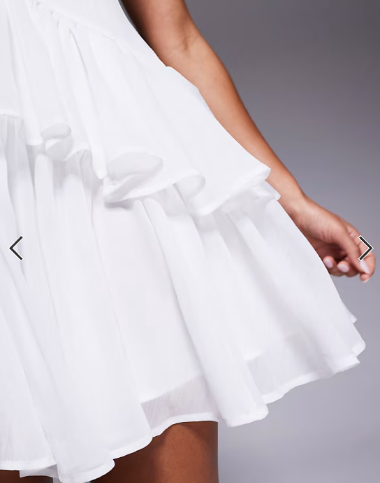 ASOS DESIGN tie detail mini dress with pintucks and rara skirt in white