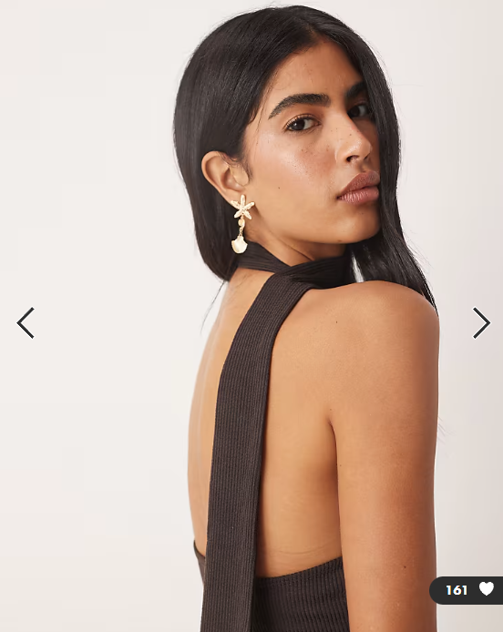ASOS DESIGN ribbed one shoulder neck scarf midi dress in chocolate