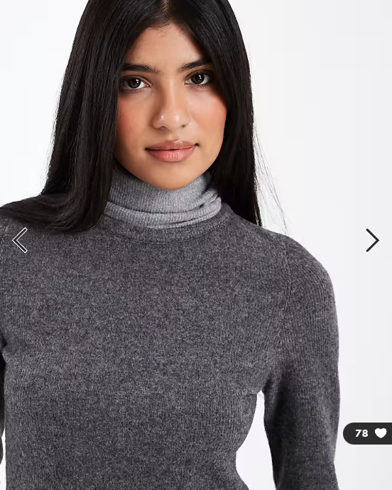 ASOS DESIGN supersoft double layer roll neck top in dark grey marl