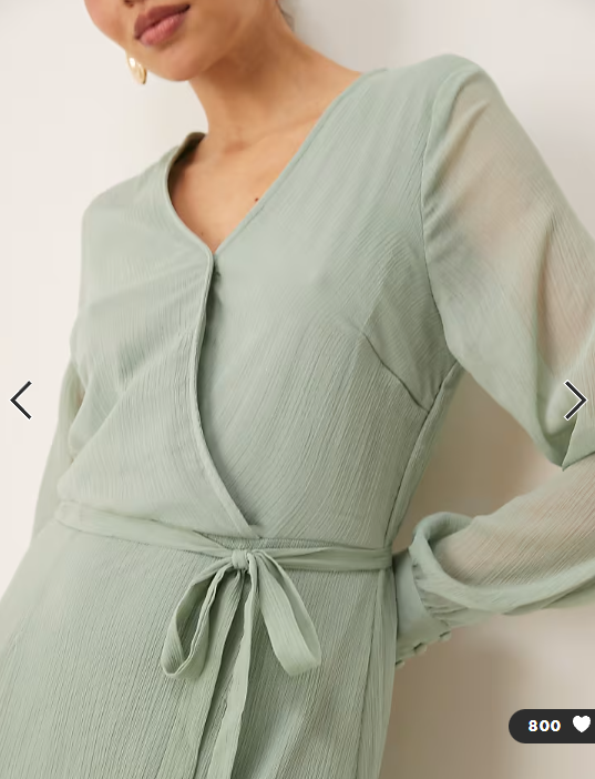 Vila longsleeve v-neck midi dress in sage green