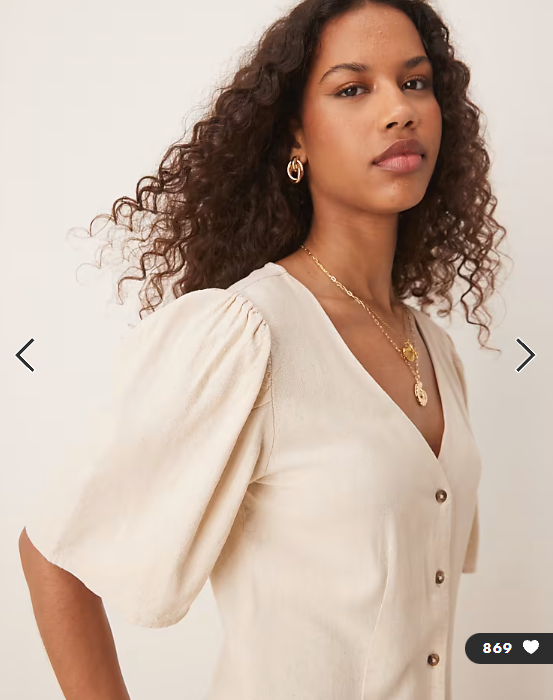 JDY linen mix mini shirt dress in beige