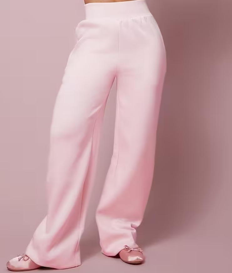 Ego - Elasticated Waist Detail Wide Leg Joggers In Baby Pink