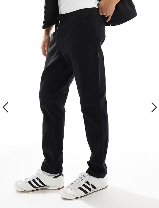 ASOS DESIGN tapered pull on trouser with elasticated waist in black