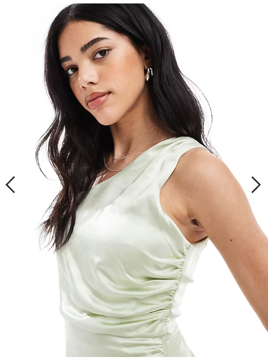 Six Stories Bridesmaid one shoulder satin maxi dress in mint green