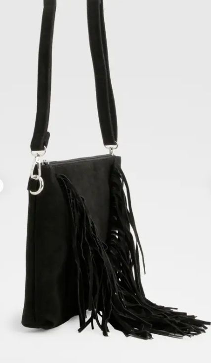 Suedette Fringed Crossbody Bag