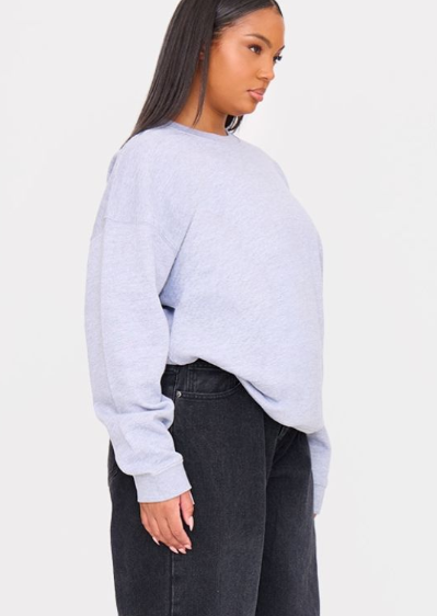 Plt - Plus Grey Plain Oversized Sweatshirt