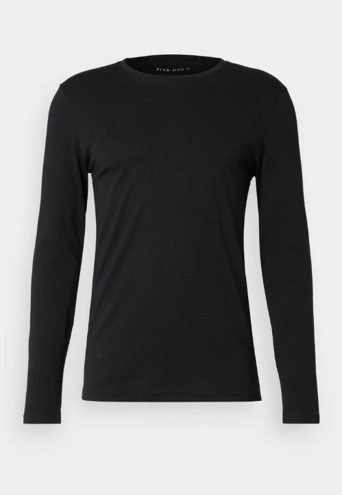 Pier One PI-YT-BAS0-0122 LONG SLEEVE TEE / 802 - BLACK - Long sleeved top - black