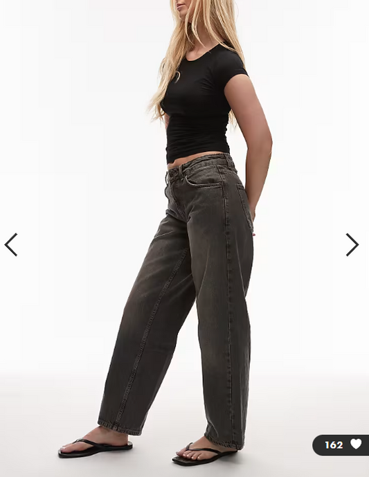 Topshop - hourglass cinch low rise relaxed hean in dark grey