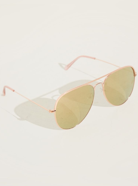 Rose Gold Thin Bar Aviator Sunglasses