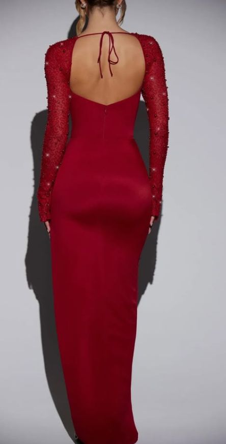 OhPolly- Embellished Side Split Maxi Dress