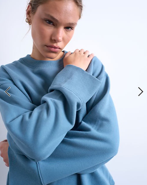 Topshop clean oversized deep cuff sweat in blue