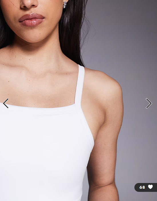 4505 soft touch high neck 90s cami with inner bra and removable padding in white