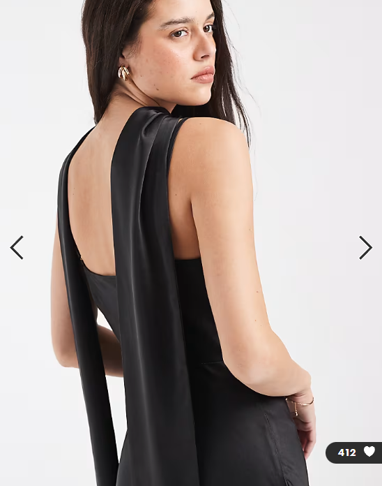 Pretty Lavish Bridesmaid Keisha satin cowl neck maxi dress with scarf in black