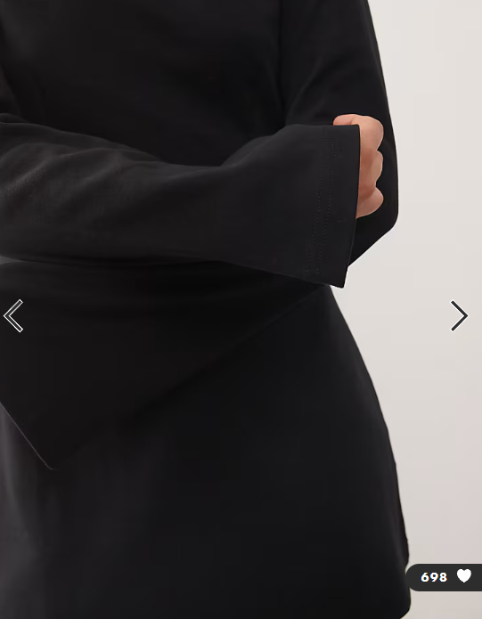 Monki cinched waist long sleeve mini t-shirt dress in black