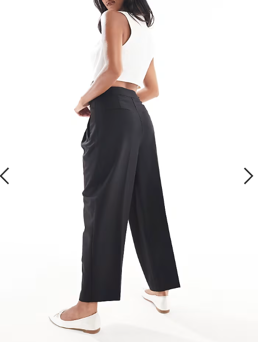 ASOS DESIGN Petite tailored barrel trousers in black