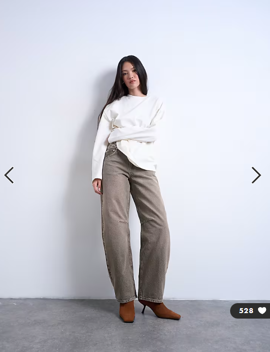 Topshop Barrel mid rise jean in pesto