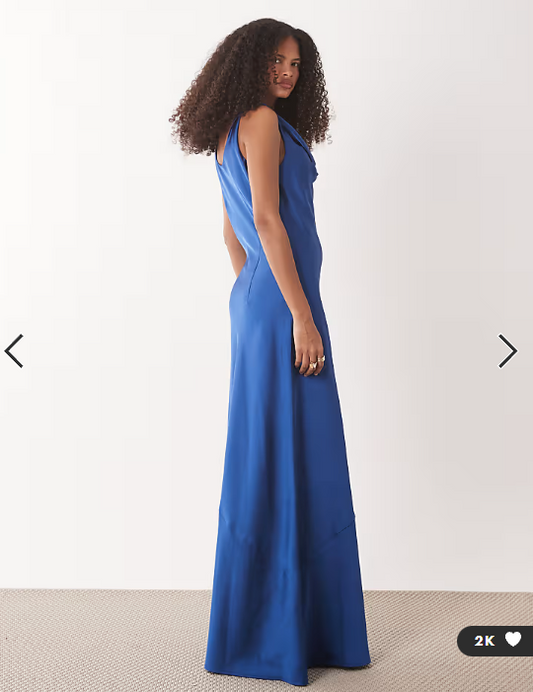 JDY cowl neck satin maxi dress in navy