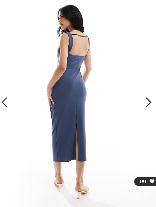 ASOS DESIGN sleeveless high neck ruched midi dress in blue