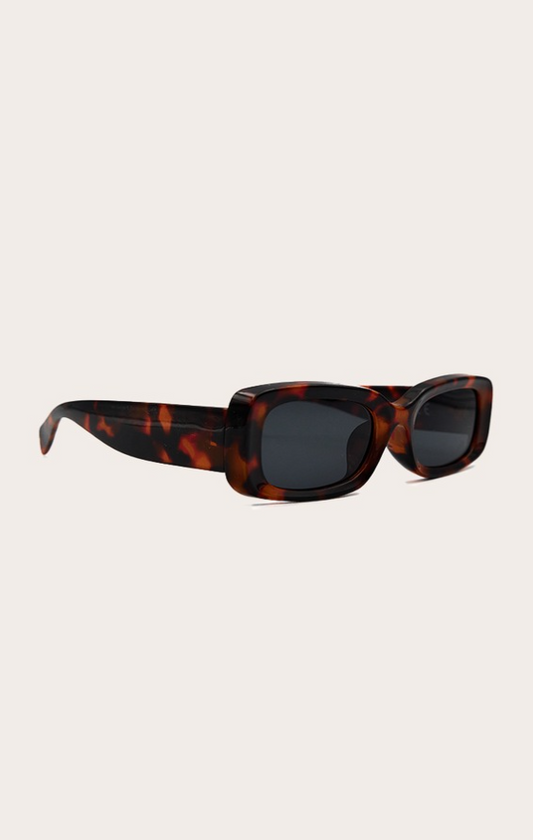 Tortoiseshell Rectangular Slim Frame Sunglasses