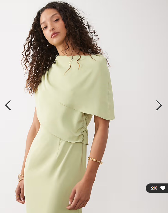 ASOS DESIGN fallen shoulder midi dress in sage
