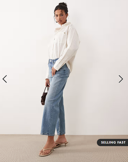 ASOS DESIGN ankle grazer comfort stretch straight leg jeans in authentic mid blue