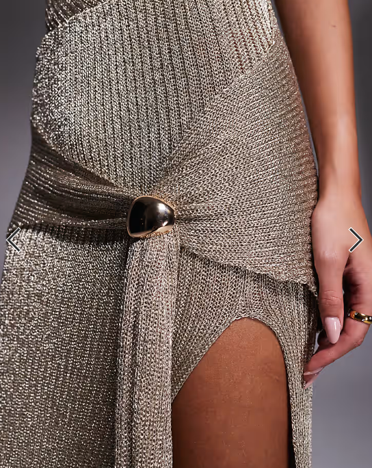 JLUXLABEL Hazel metallic knit wrap skirt in gold - part of a set