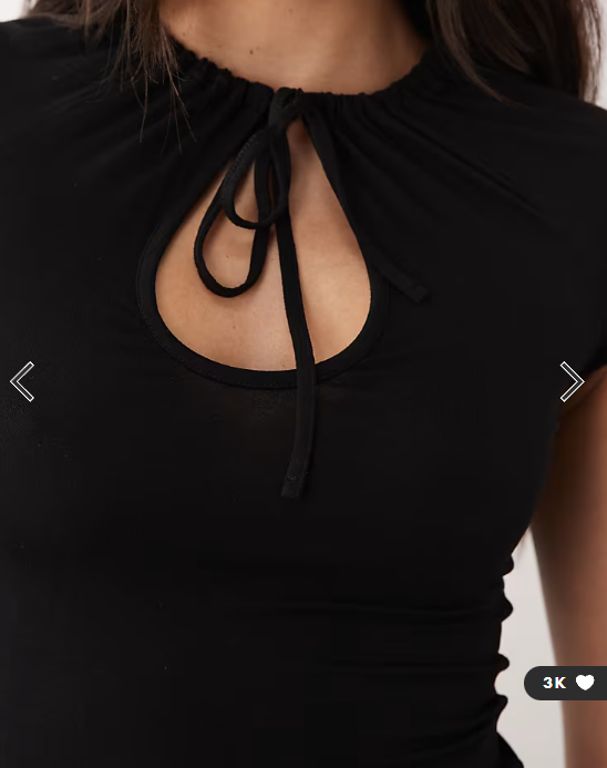 Gina Tricot keyhole short sleeve top in black