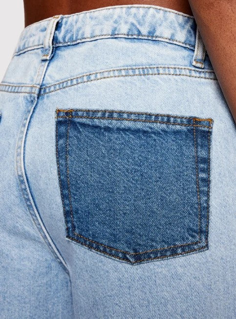 Contrast Pocket High Waist Denim