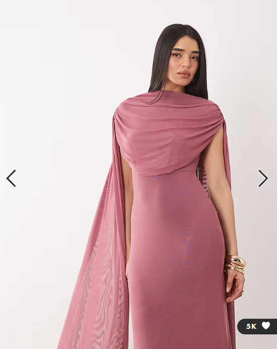 ASOS DESIGN mesh cape draped maxi dress in blush