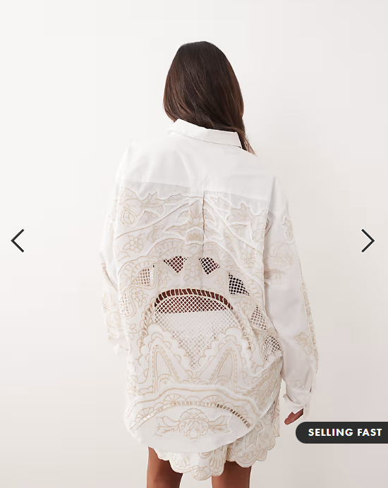 ARRANGE embroidered cutwork oversized shirt in white