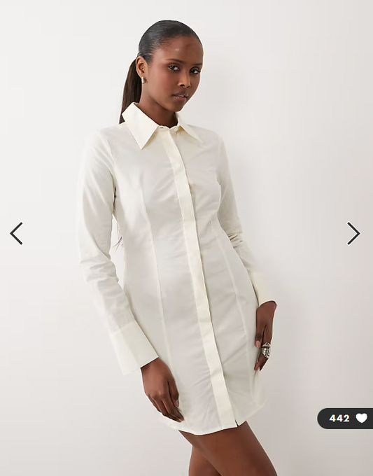 ASOS DESIGN fitted shirt dress in ivory